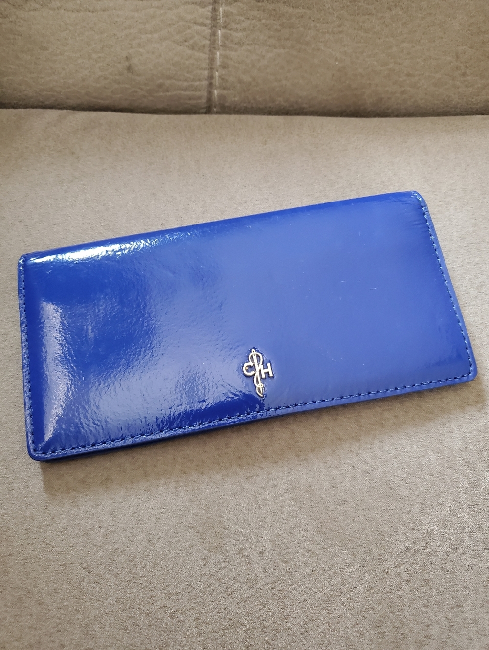 Cole Haan Jitney Patent Leather Wallet In Purple (Looks Royal Blue) NWOT